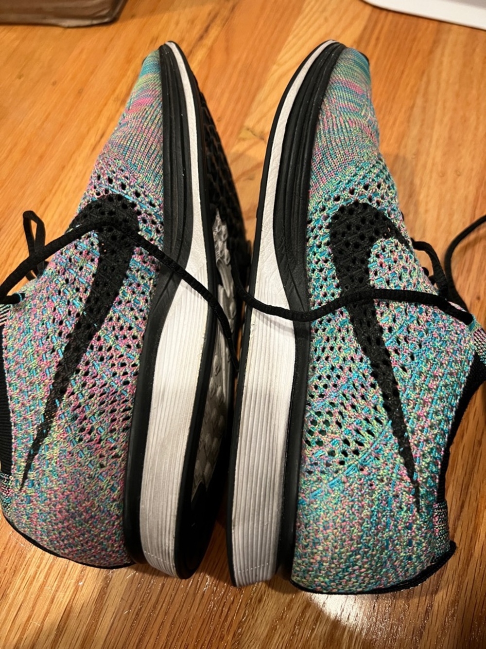 Nike Multicolor Flyknit Sneakers with Black Swoosh - Picture 8 of 9